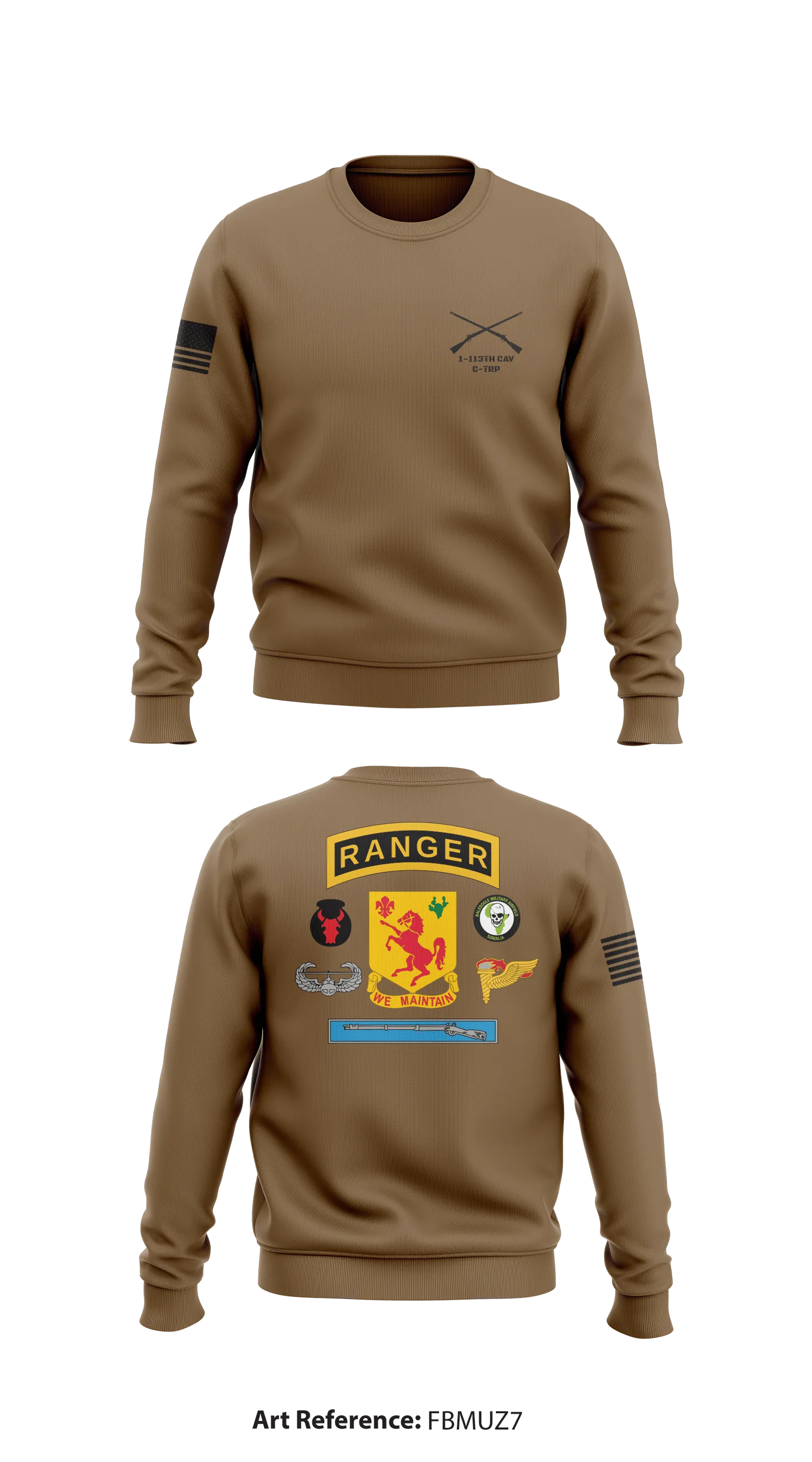 1-113th CAV C-TRP Store 1 Core Men's Crewneck Performance Sweatshirt - FBmUz7