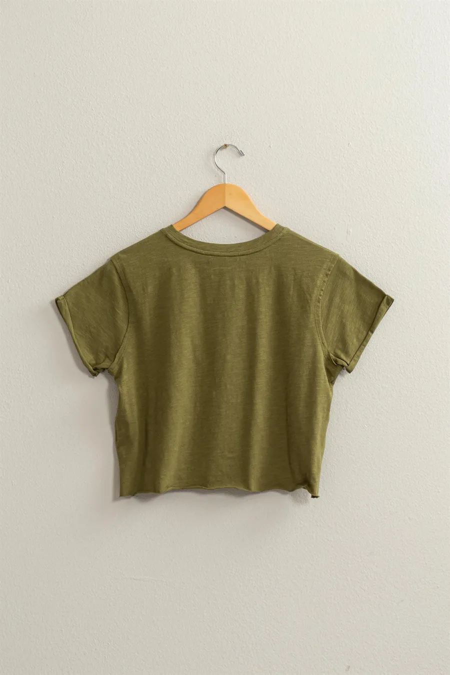 100% Cotton Crop Crew Neck Tee