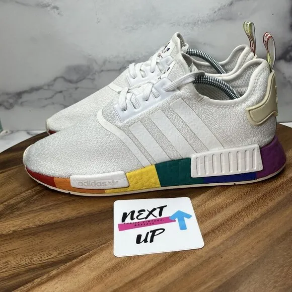 adidas NMD R1 Pride LGBTQ White 2020 Sneakers Shoes Mens size 9 fits Womens 10.5
