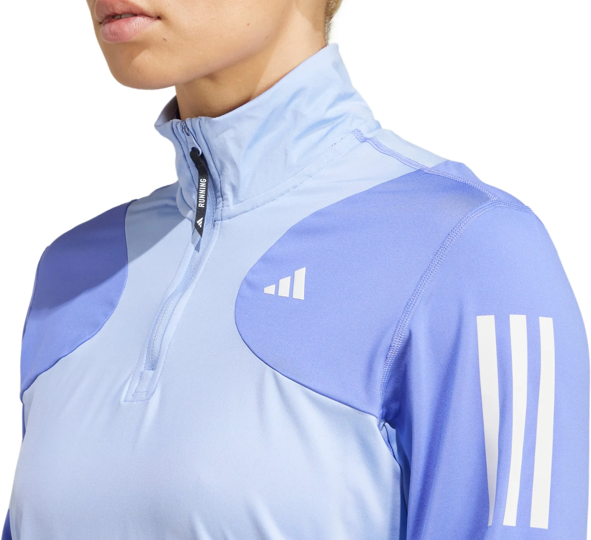 adidas Own The Run Half Zip Long Sleeve Womens Running Top - Blue