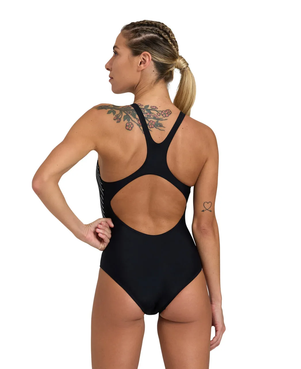 Arena Feel Women's Branch Swim Pro Back Swimsuit - Black-White