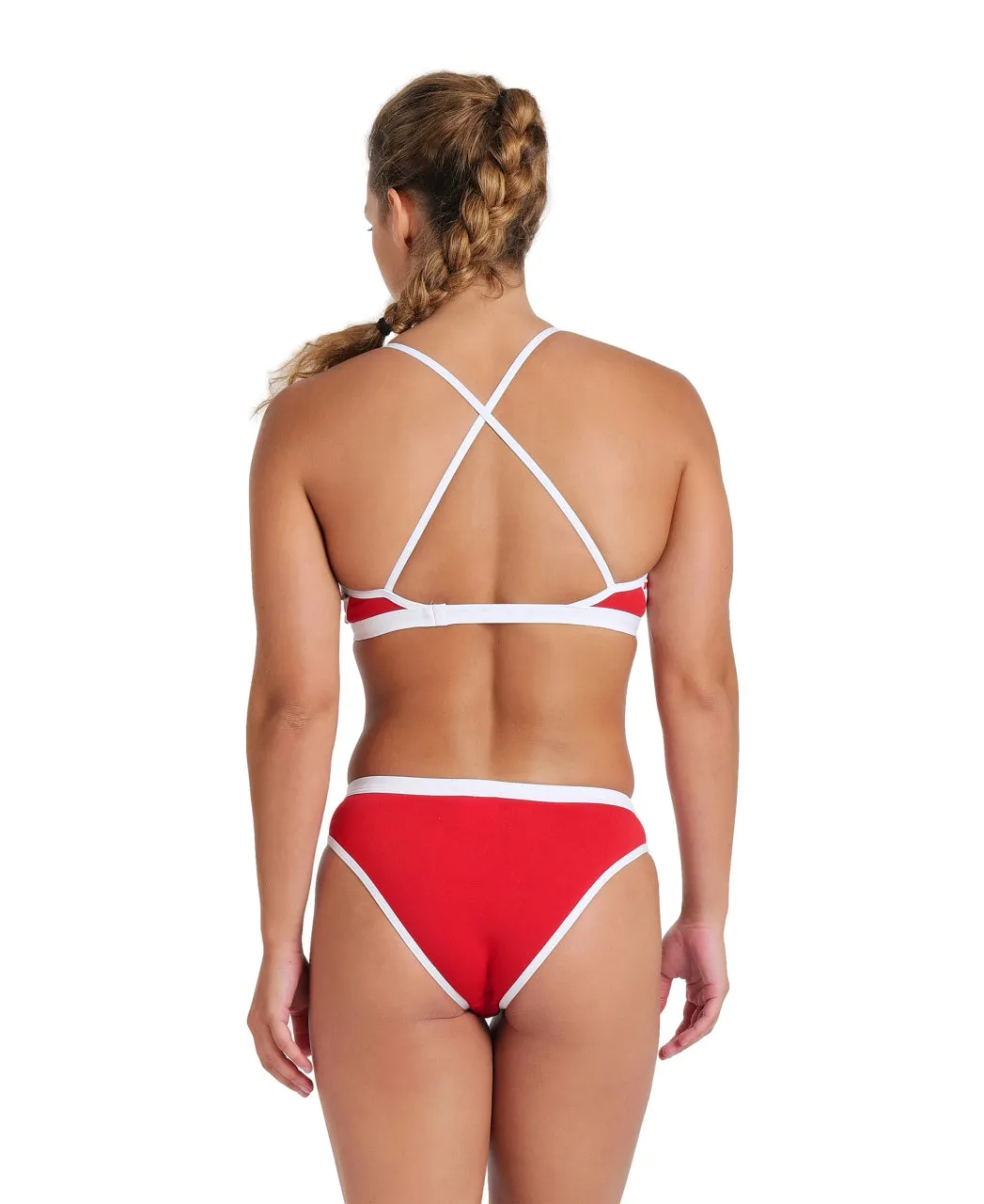Arena Performance Women's Icons Solid Cross Back Bikini - Red - White