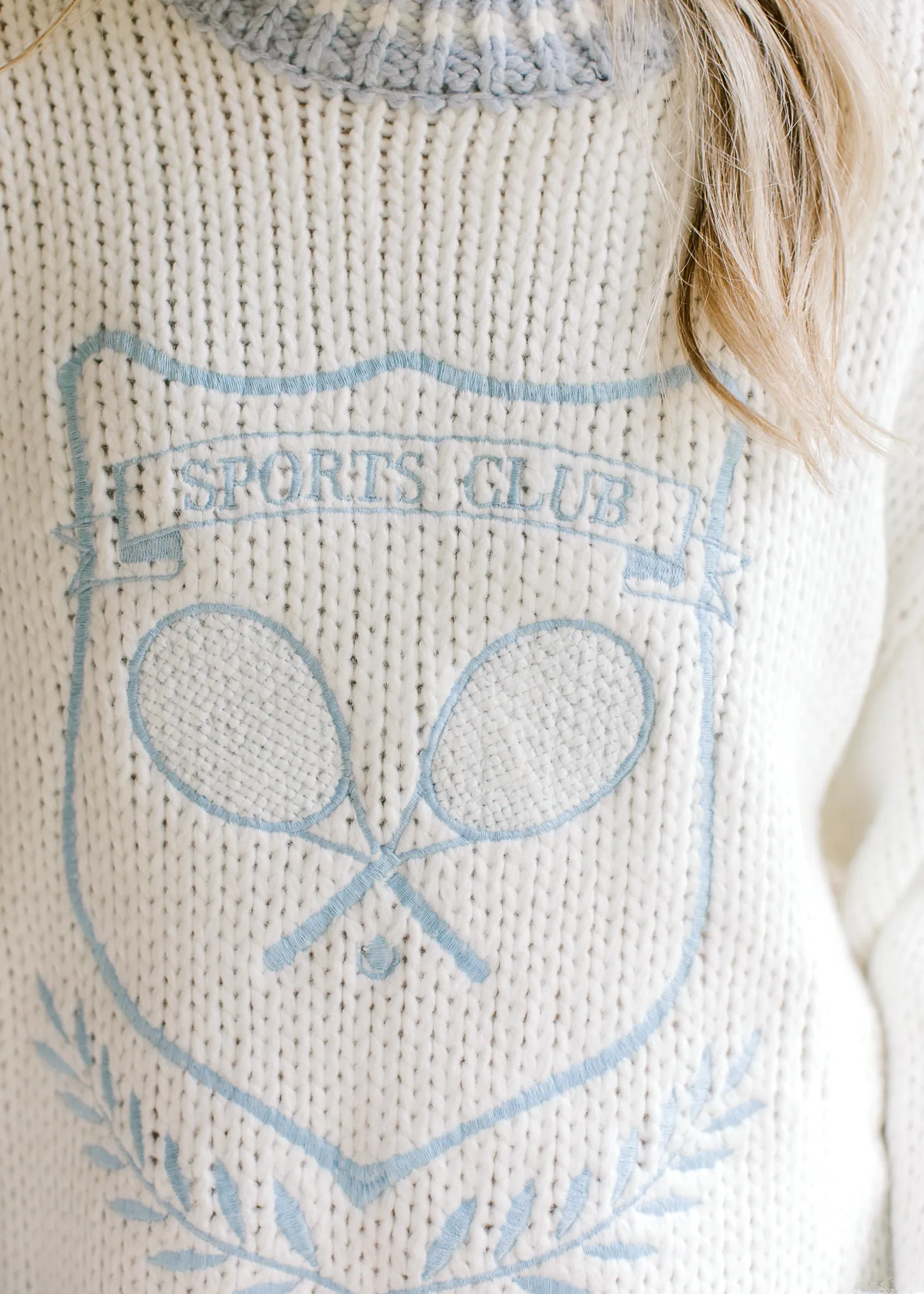 Blue and White Tennis Sweater B