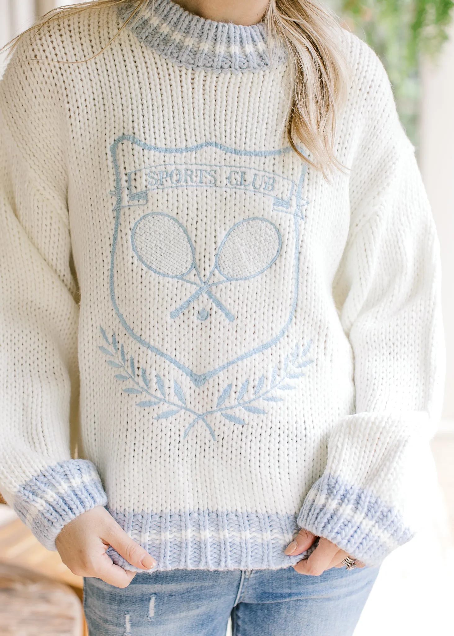 Blue and White Tennis Sweater B