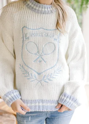 Blue and White Tennis Sweater B