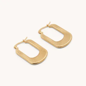 Bonnie Rectangle Ribbed Hoops, Gold