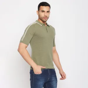 Camla Barcelona Green Cotton Polo Collar T-Shirt