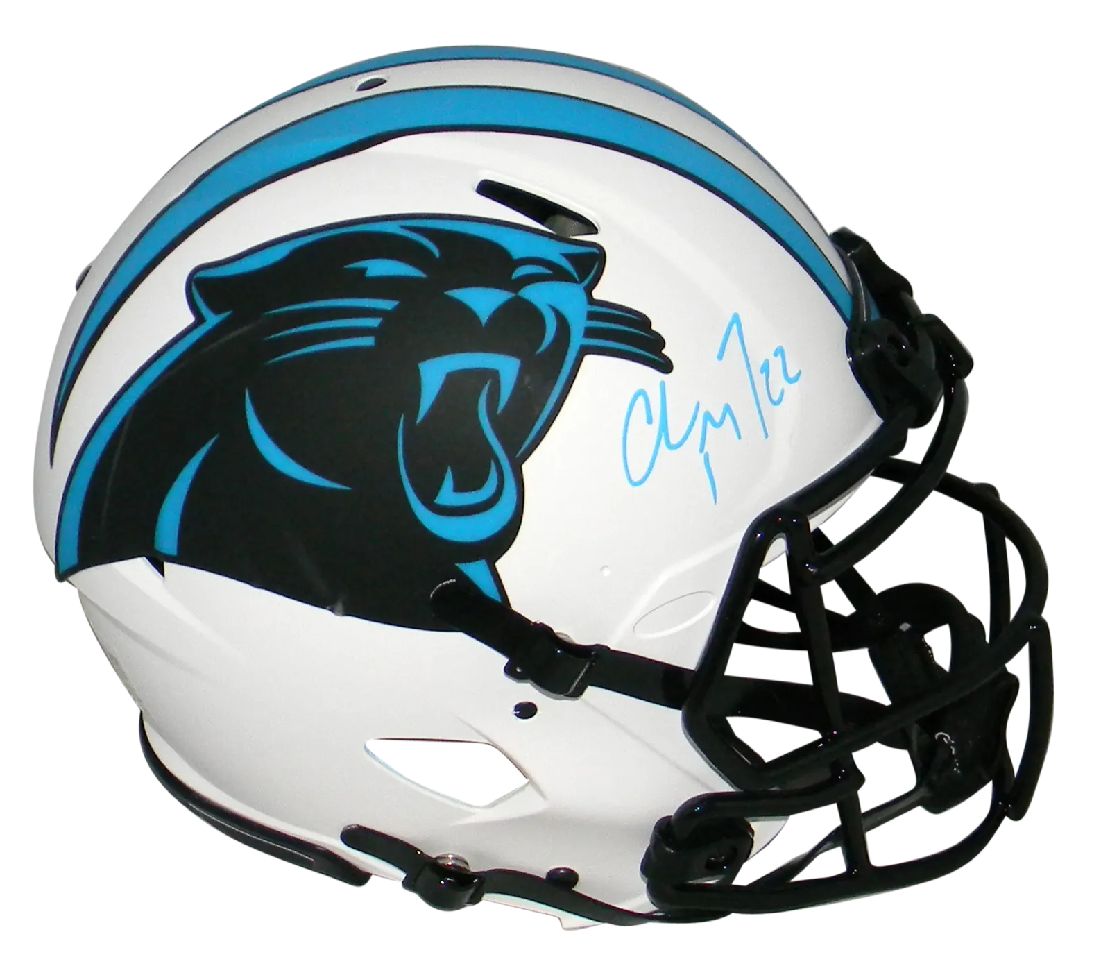 CHRISTIAN McCAFFREY SIGNED CAROLINA PANTHERS AUTHENTIC LUNAR HELMET BECKETT