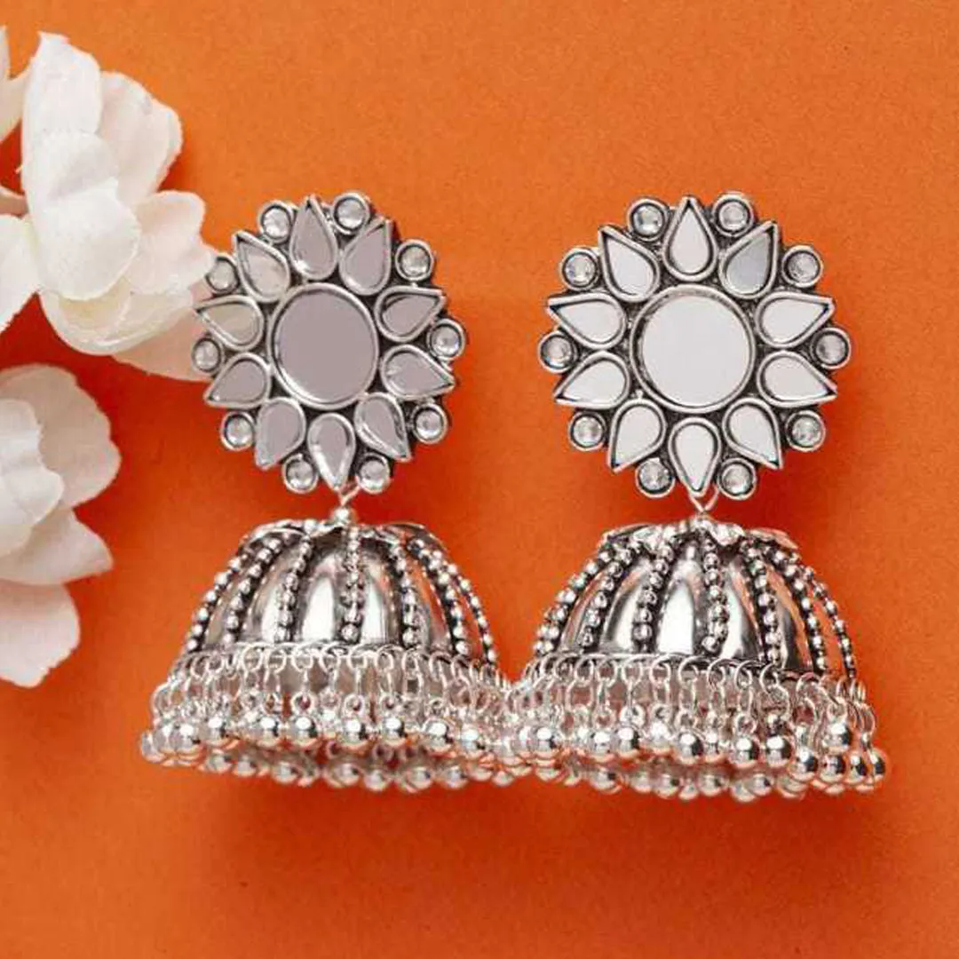 Combo of 2 Chandelier Jhumki and Square Mirror Earrings