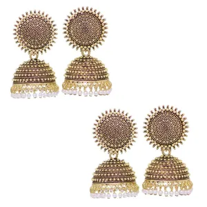 Combo of 2 Golden Pearls Drop Dome Shape Jhumki