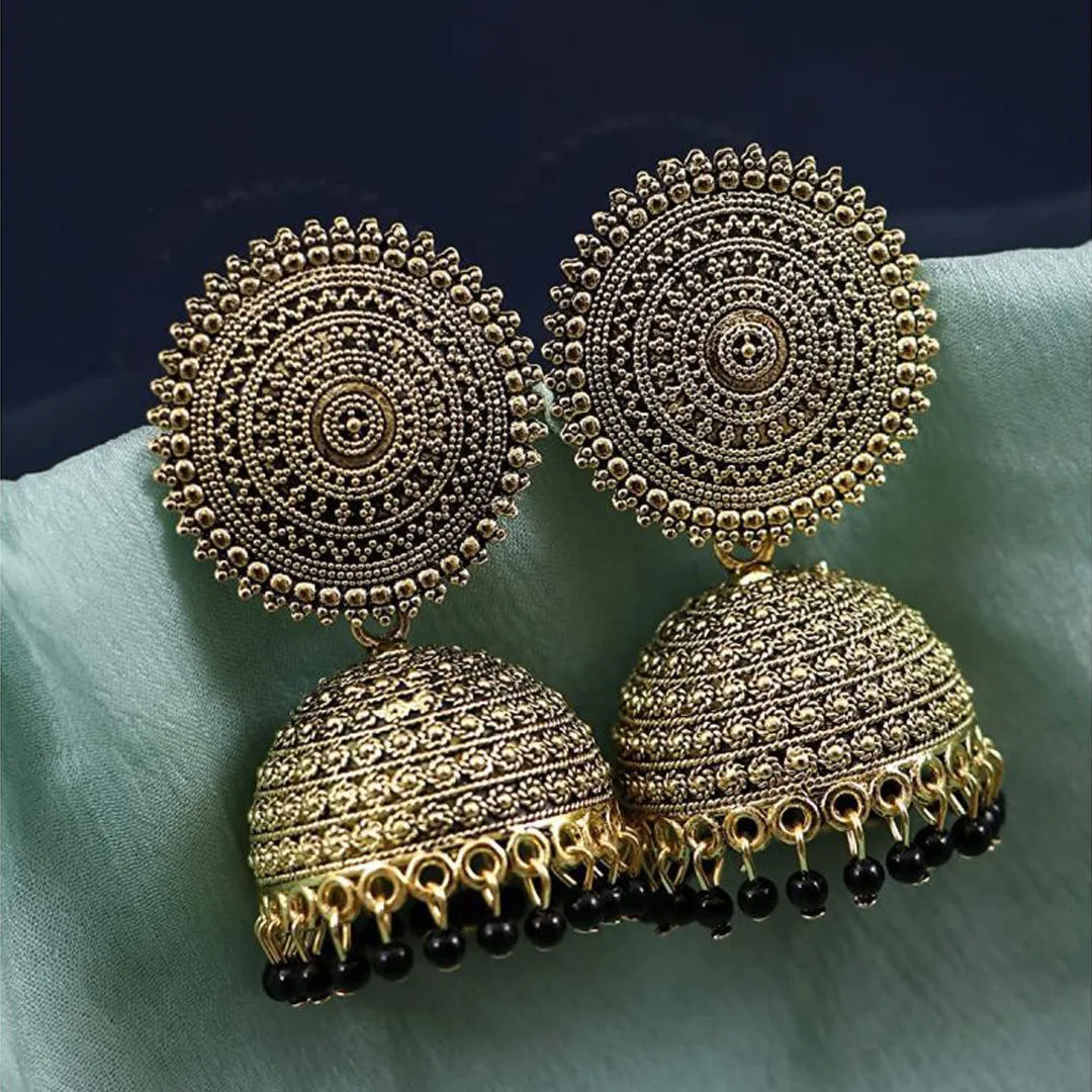 Combo of 2 Grey and Black Pearls Drop Dome Shape Jhumki