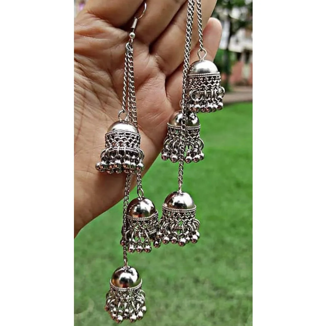 Combo of 4 Golden and Silver Layered Chandbali Jhumki
