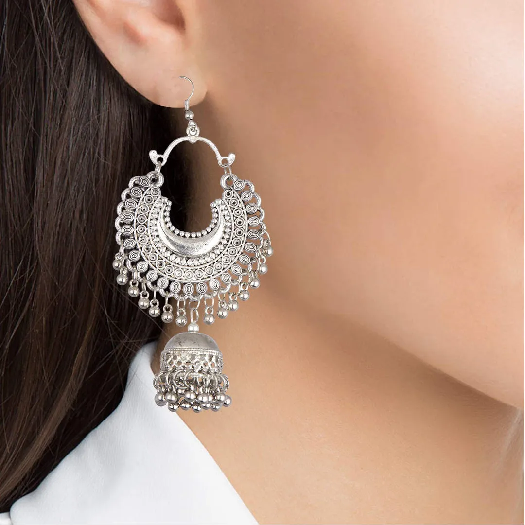 Combo of 4 Golden and Silver Layered Chandbali Jhumki