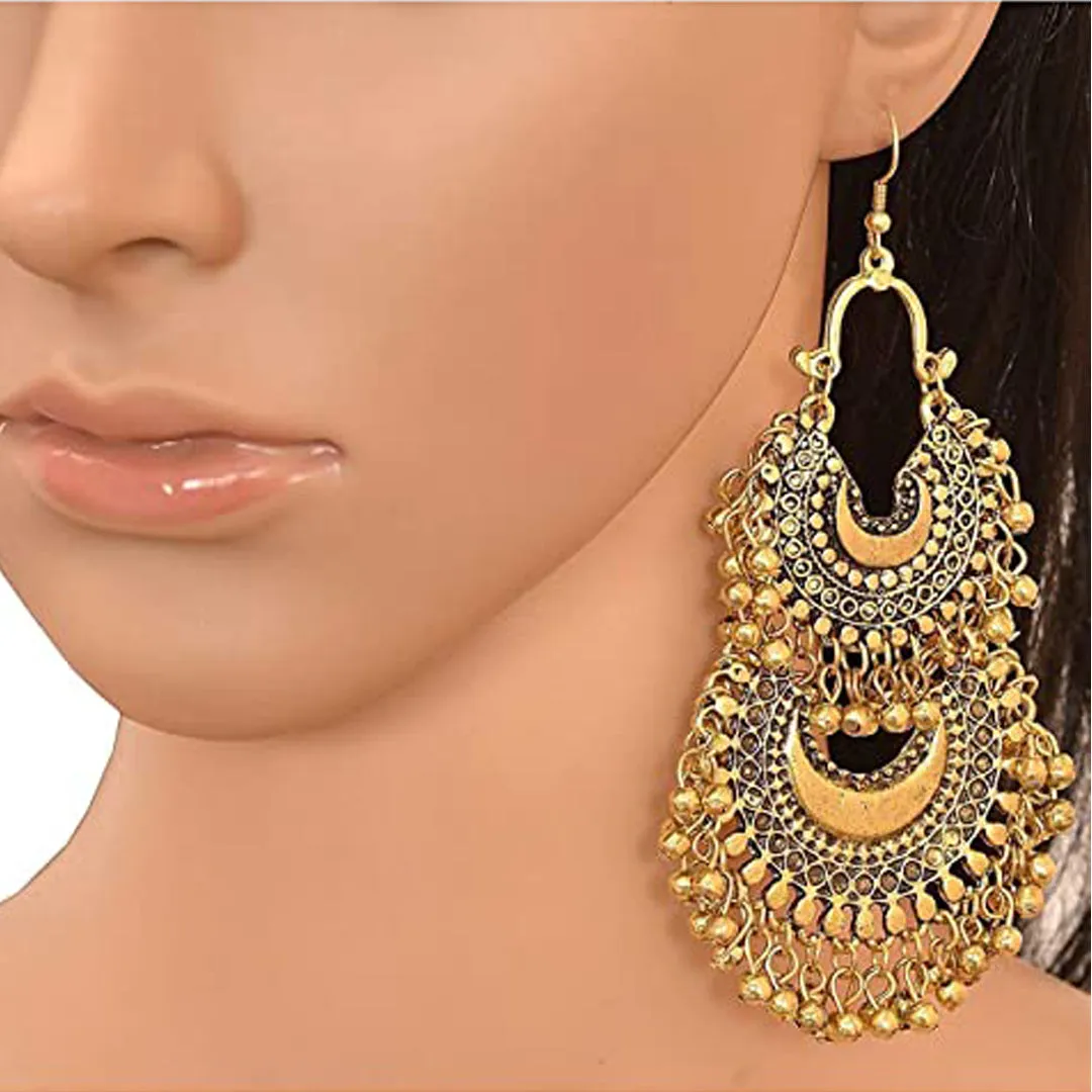 Combo of 4 Golden and Silver Layered Chandbali Jhumki