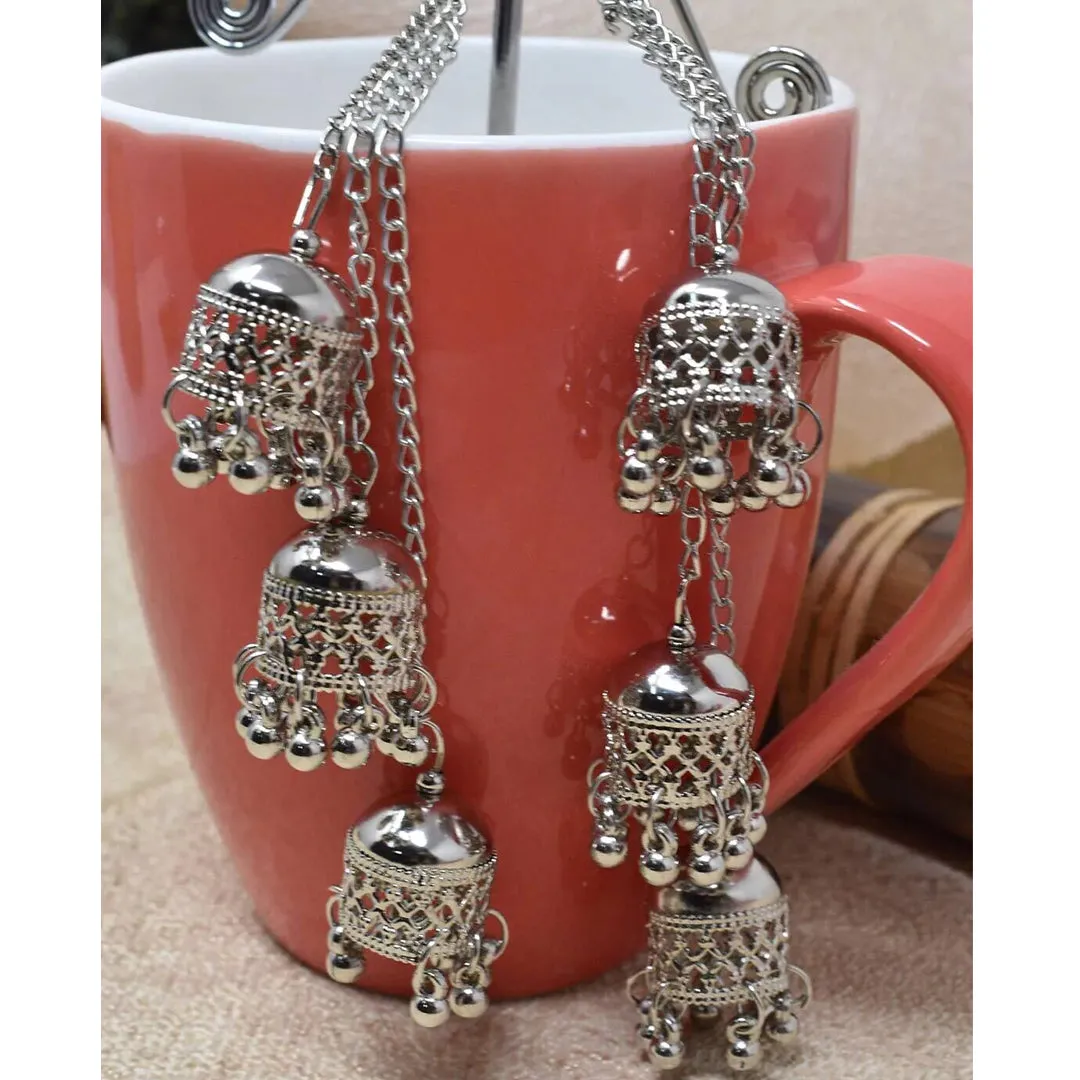 Combo of 4 Golden and Silver Layered Chandbali Jhumki
