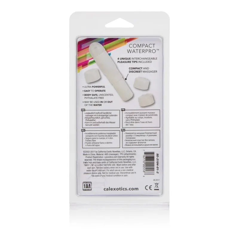 Compact Waterpro™ Personal Travel Massager With 4 Tips White