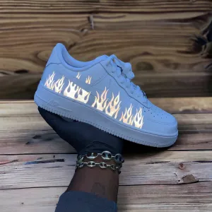 Custom Nike Air Force 1s "Reflective Flames " Design