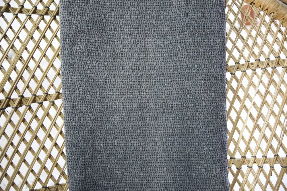 Diamond Large Pestemal Throw in Black Stone