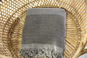 Diamond Large Pestemal Throw in Black Stone