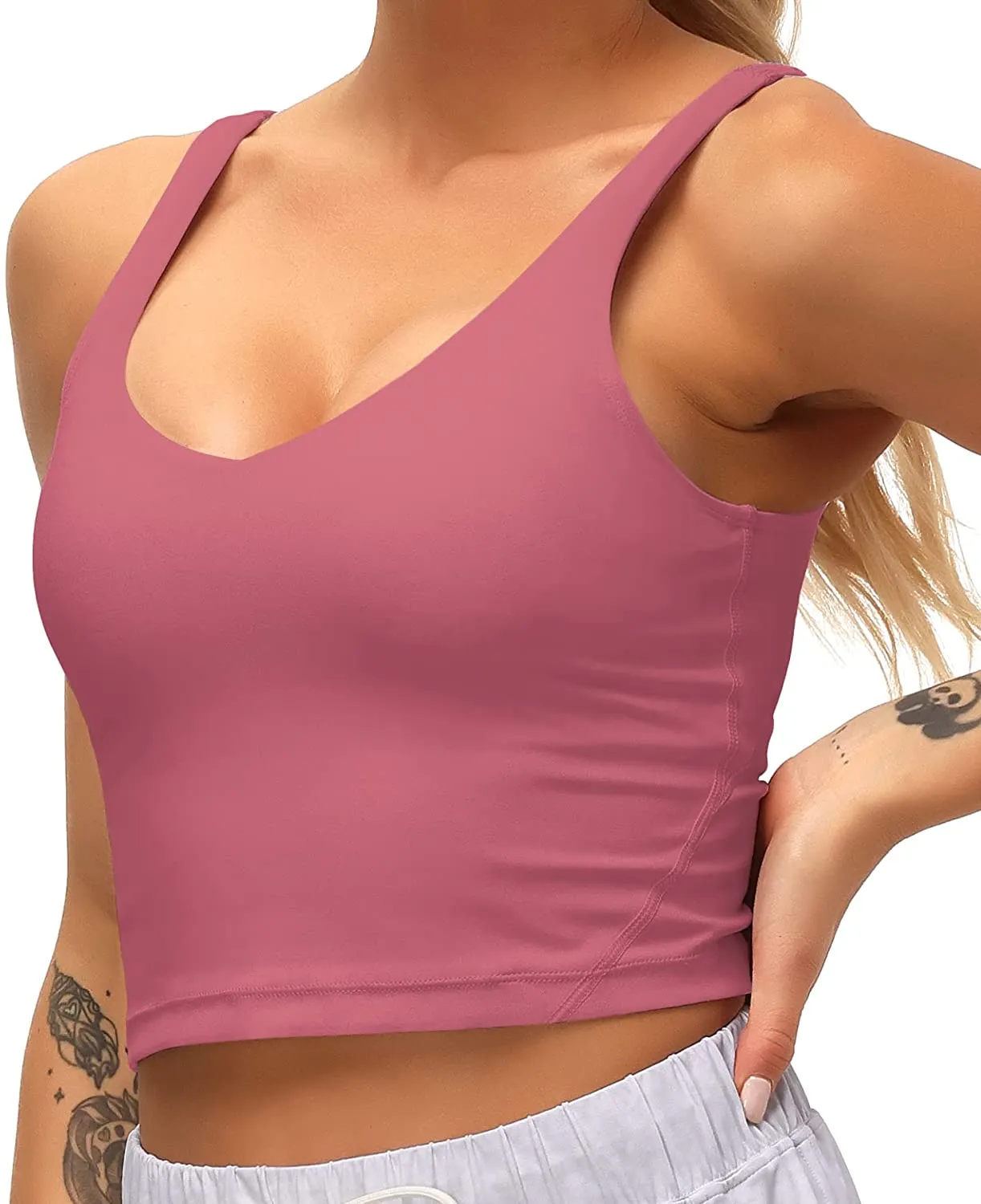 Dragon Fit Sports Bra for Women Longline Padded Bra Yoga Crop Tank Tops Fitness Workout Running Top