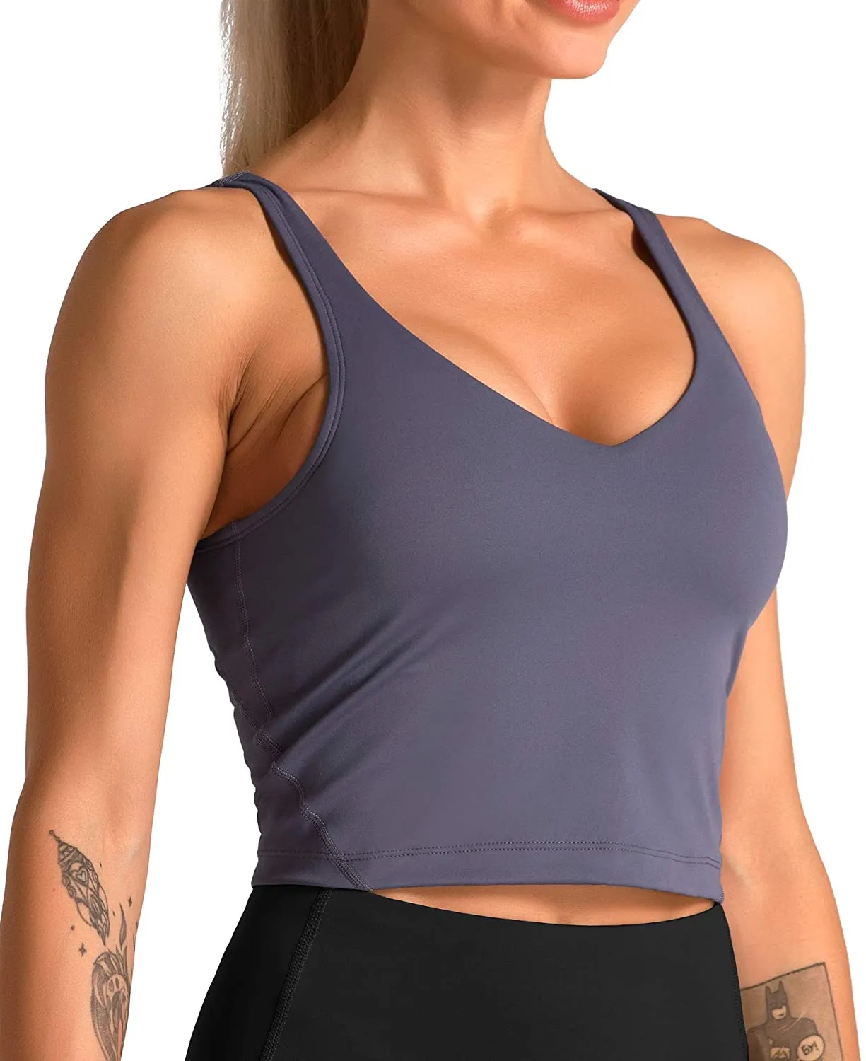 Dragon Fit Sports Bra for Women Longline Padded Bra Yoga Crop Tank Tops Fitness Workout Running Top
