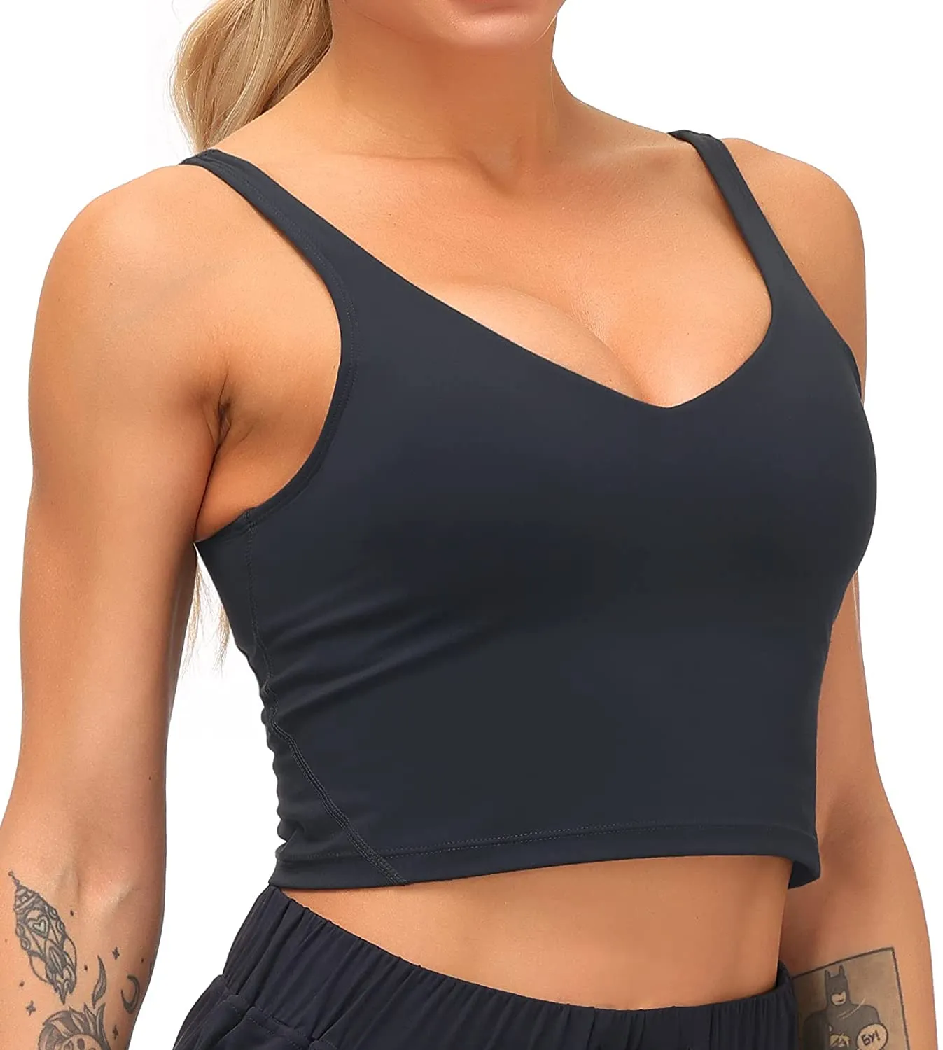Dragon Fit Sports Bra for Women Longline Padded Bra Yoga Crop Tank Tops Fitness Workout Running Top