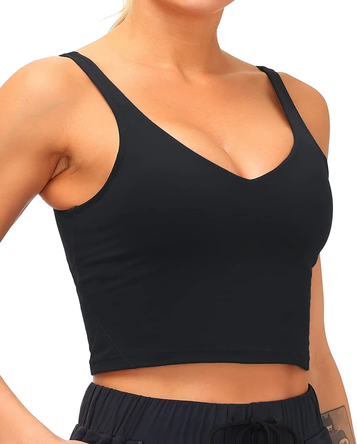 Dragon Fit Sports Bra for Women Longline Padded Bra Yoga Crop Tank Tops Fitness Workout Running Top