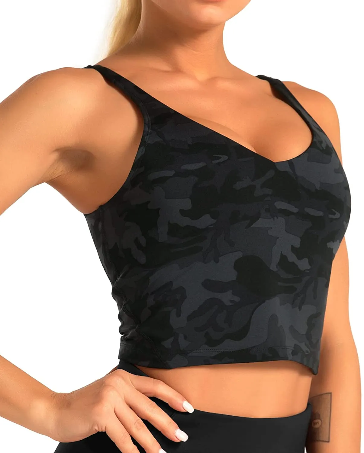 Dragon Fit Sports Bra for Women Longline Padded Bra Yoga Crop Tank Tops Fitness Workout Running Top