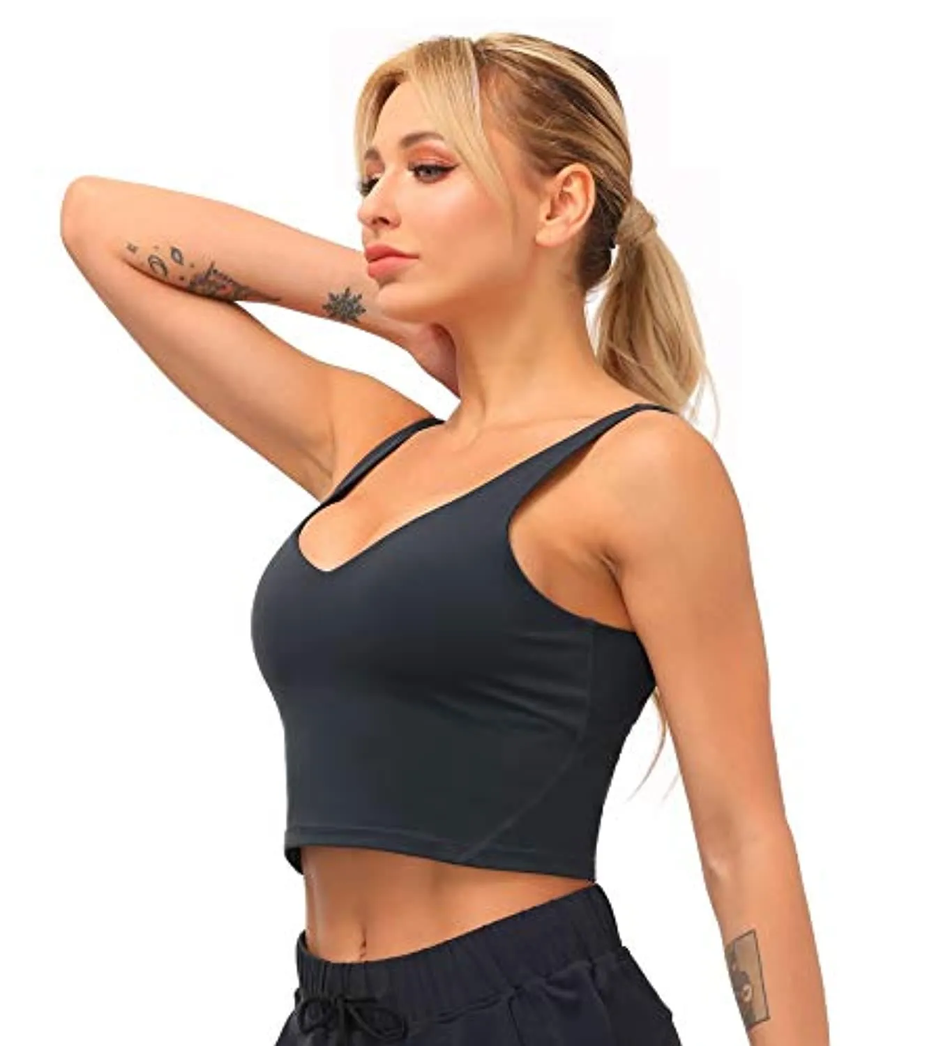 Dragon Fit Sports Bra for Women Longline Padded Bra Yoga Crop Tank Tops Fitness Workout Running Top