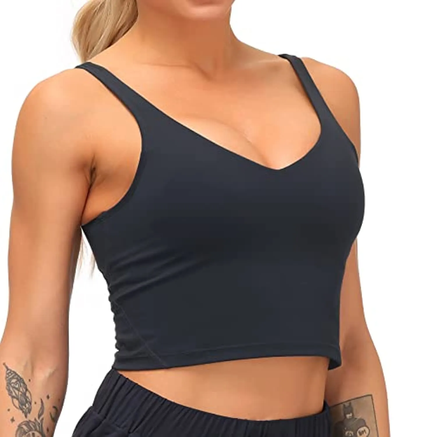 Dragon Fit Sports Bra for Women Longline Padded Bra Yoga Crop Tank Tops Fitness Workout Running Top