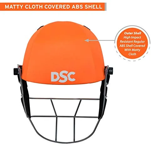 DSC DEFENDER Cricket Helmet for Men & Boys (Adjustable Steel Grill | Back Support Strap | Light Weight | size:Extra Small (Orange)