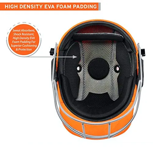 DSC DEFENDER Cricket Helmet for Men & Boys (Adjustable Steel Grill | Back Support Strap | Light Weight | size:Extra Small (Orange)