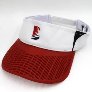 Elite Performance Visor - "B" White with Red Brim
