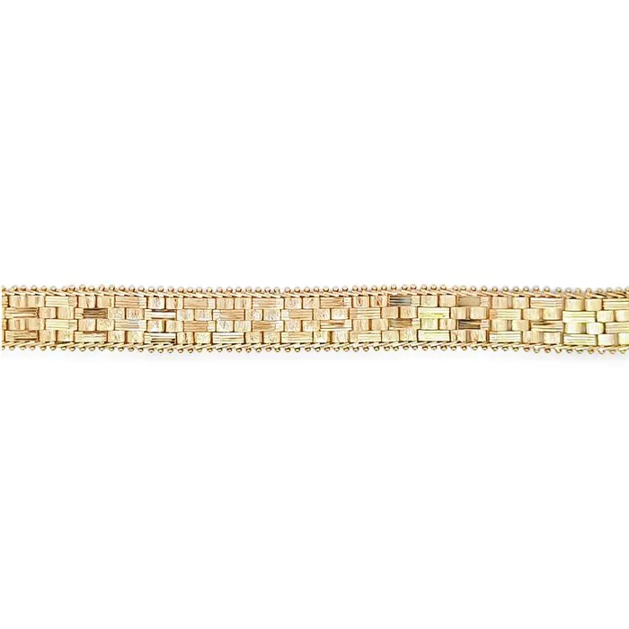 Estate 8” Flat Woven Bracelet in 14K Yellow Gold