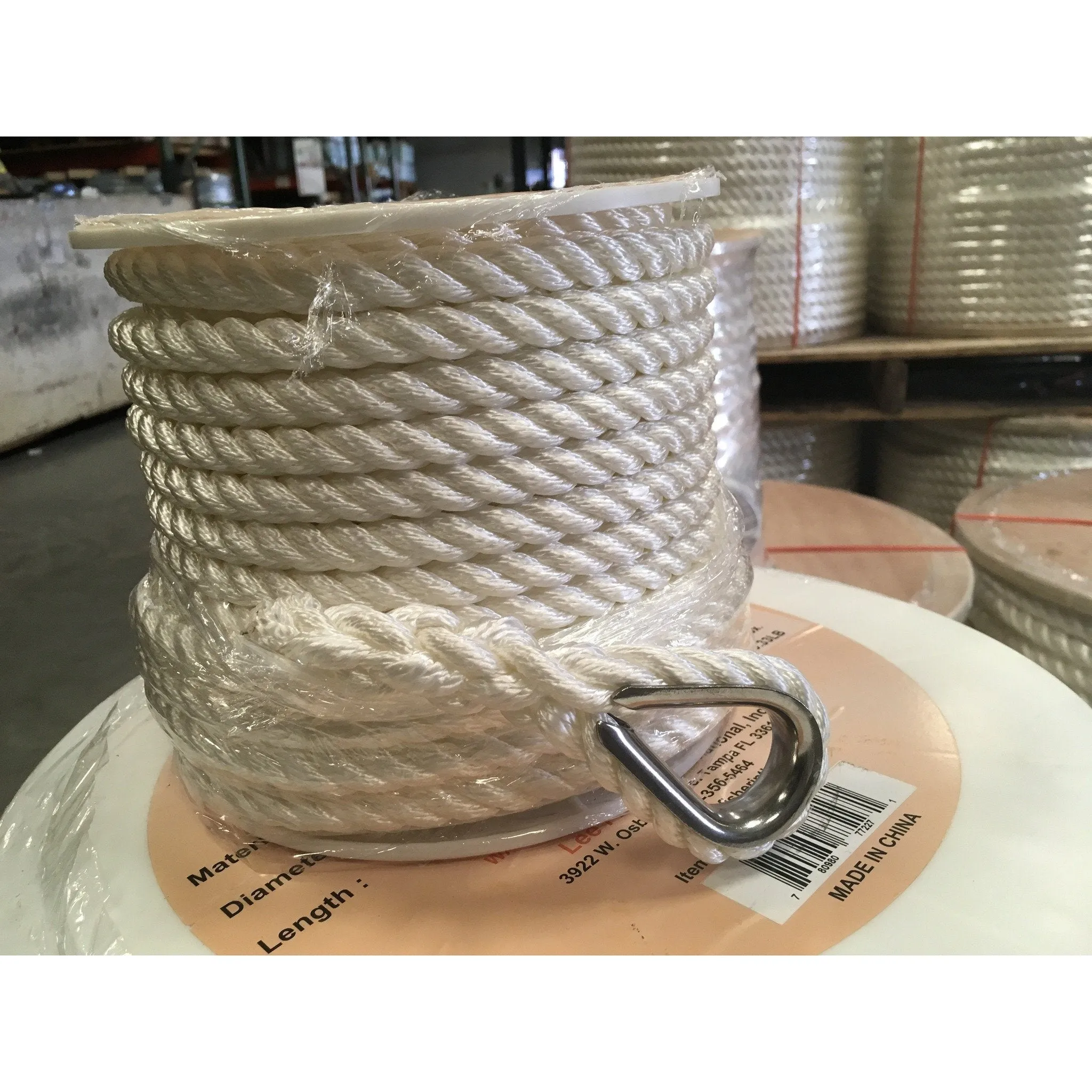 Everstrong Nylon Anchor Rope with stainless steel thimble - 1/2" dia.