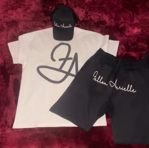Fallon Aurielle & F.A. Unisex Signature 3 Piece Short Set (Black & Cream)