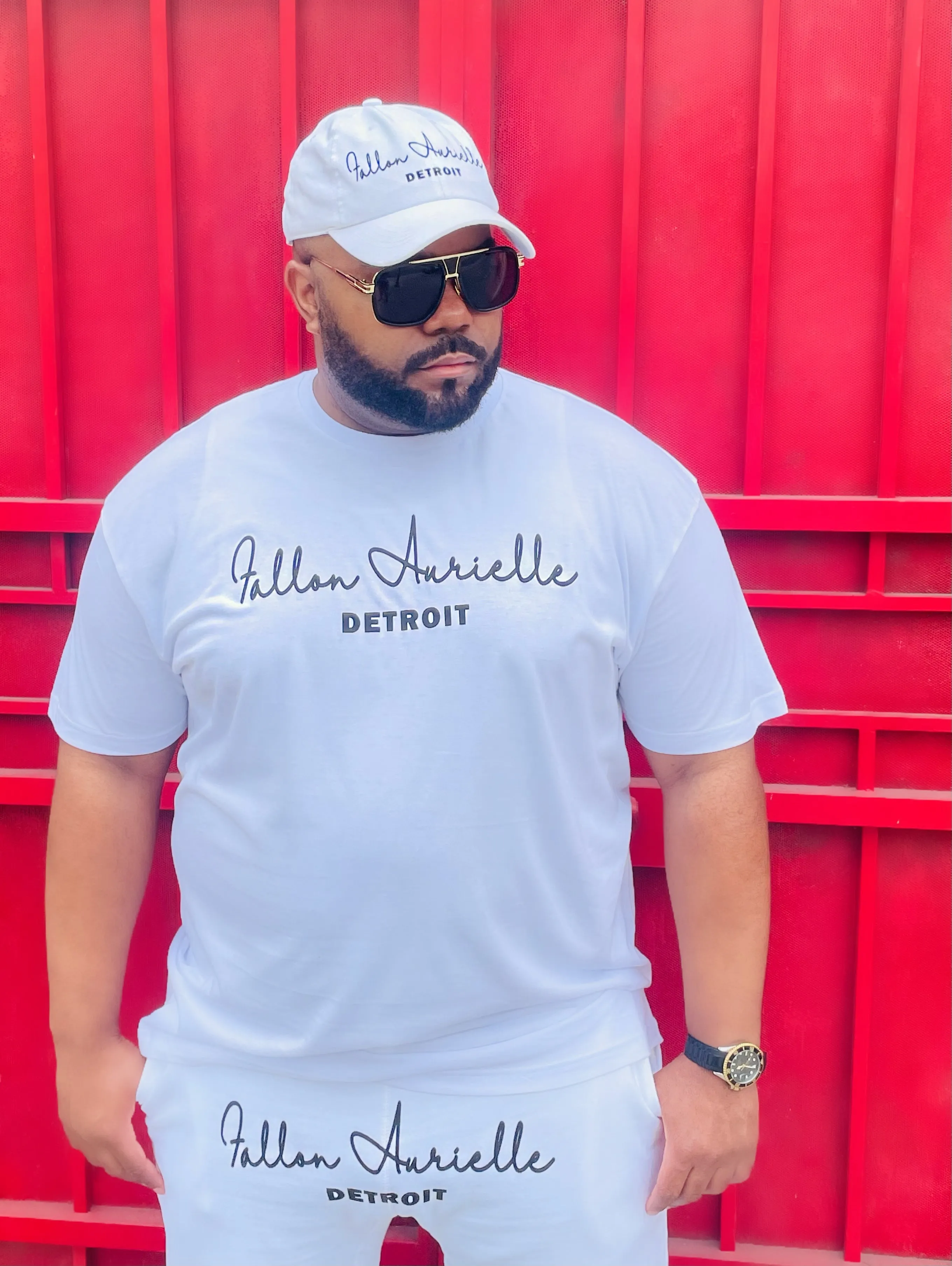 Fallon Aurielle Unisex Signature 3 Piece Detroit Rep Yo Set Short Set (White & Black)