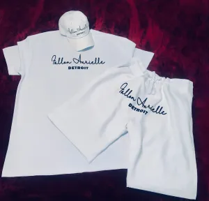 Fallon Aurielle Unisex Signature 3 Piece Detroit Rep Yo Set Short Set (White & Black)