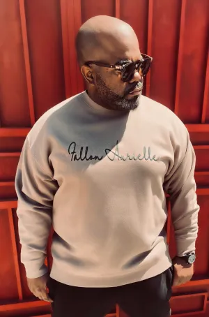 Fallon Aurielle Unisex Signature Classic Crewneck Sweater (Taupe & Black)