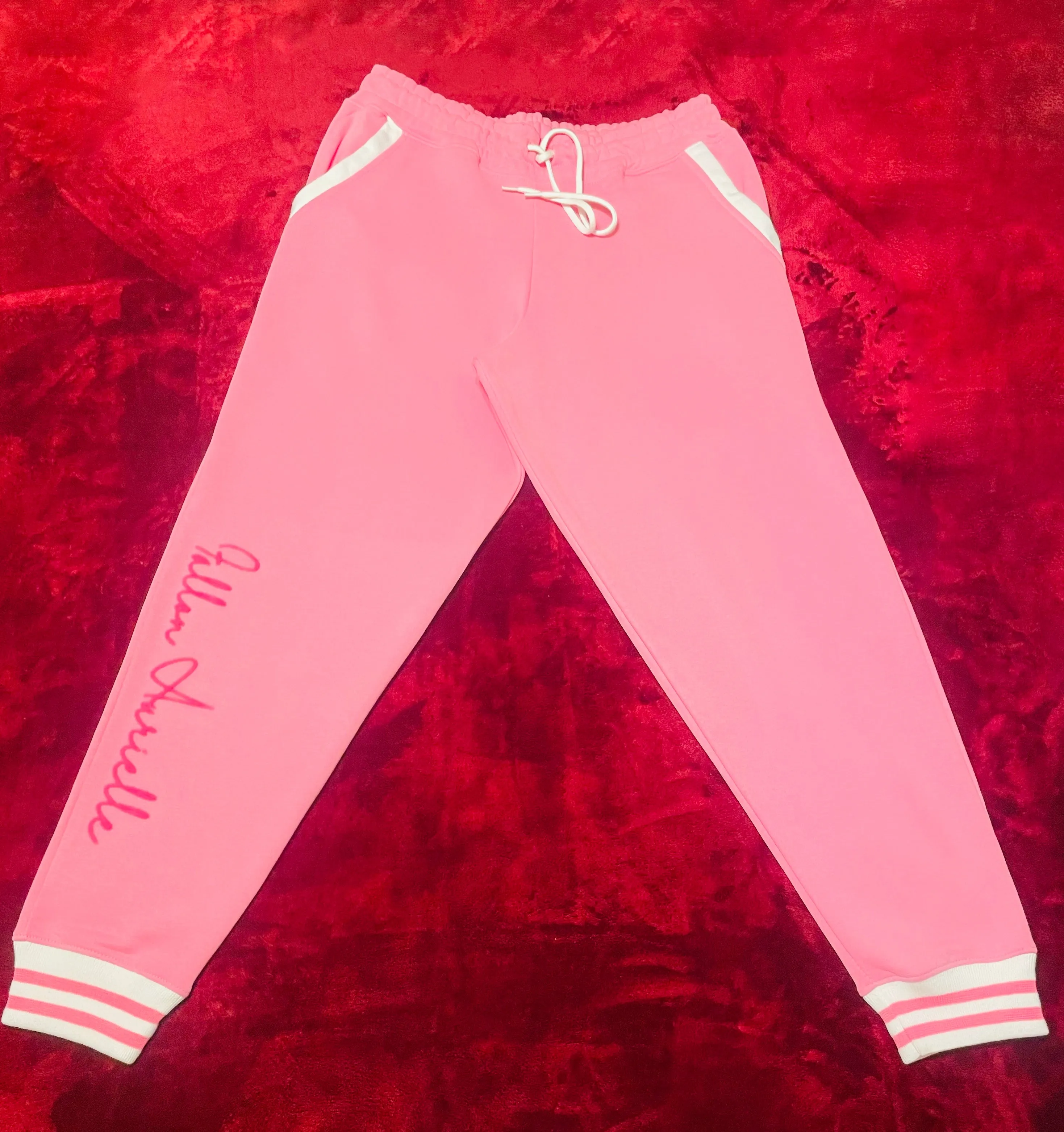 Fallon Aurielle Unisex Signature Virgo Virgin Woman Logo & Name Zodiac Jacket Jogging Set (Pink, White & Neon Pink)