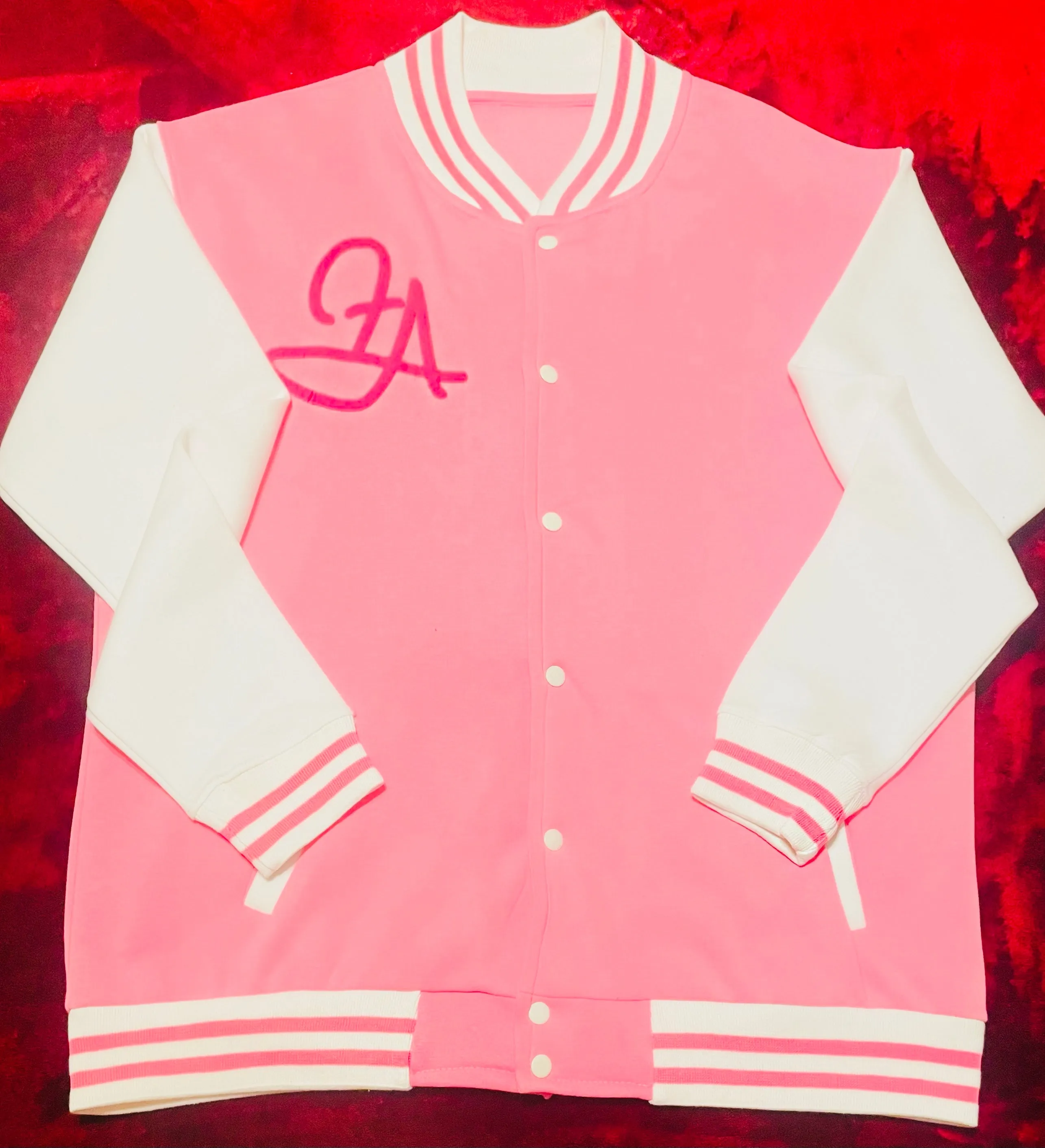 Fallon Aurielle Unisex Signature Virgo Virgin Woman Logo & Name Zodiac Jacket Jogging Set (Pink, White & Neon Pink)