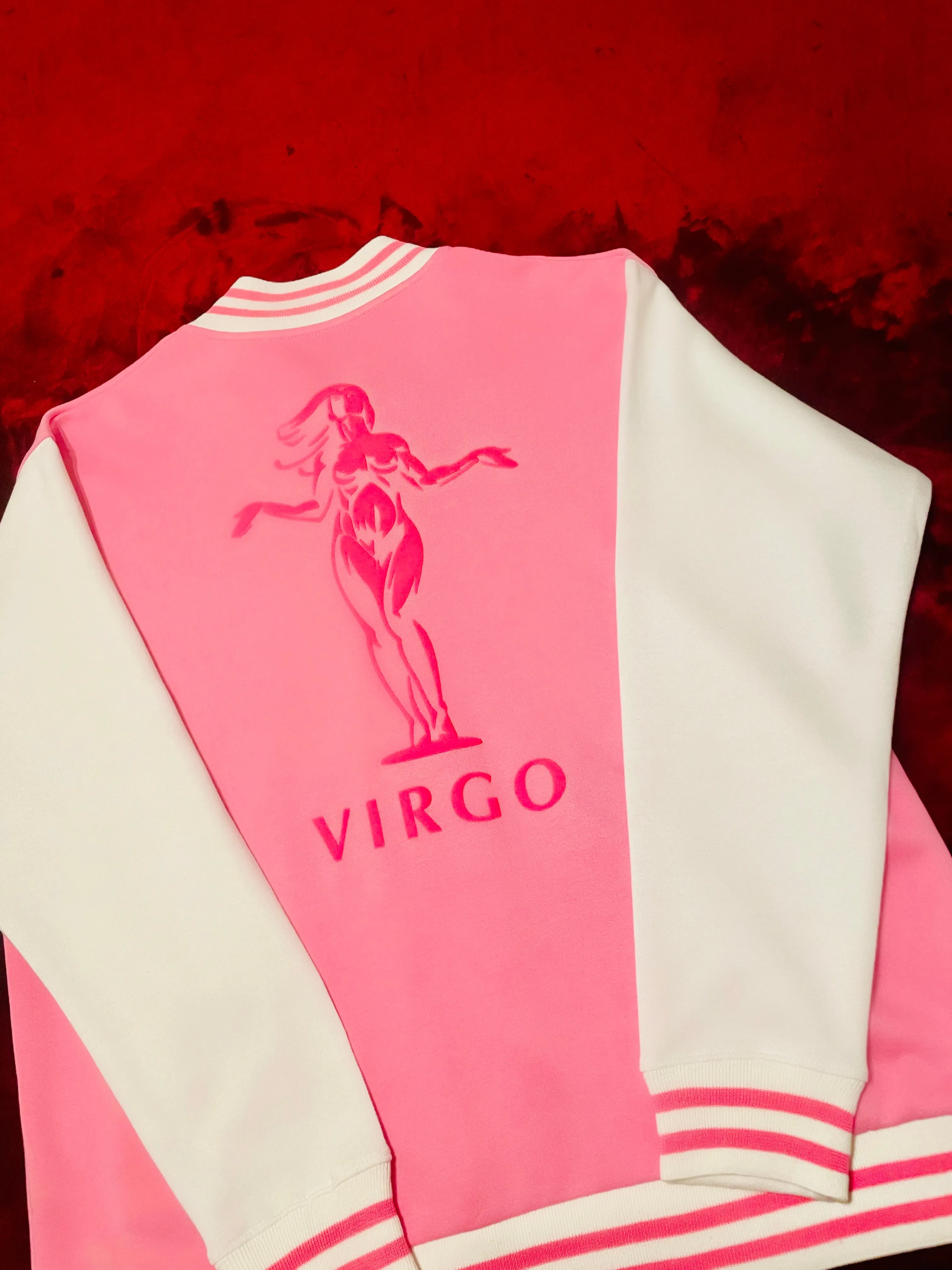 Fallon Aurielle Unisex Signature Virgo Virgin Woman Logo & Name Zodiac Jacket Jogging Set (Pink, White & Neon Pink)