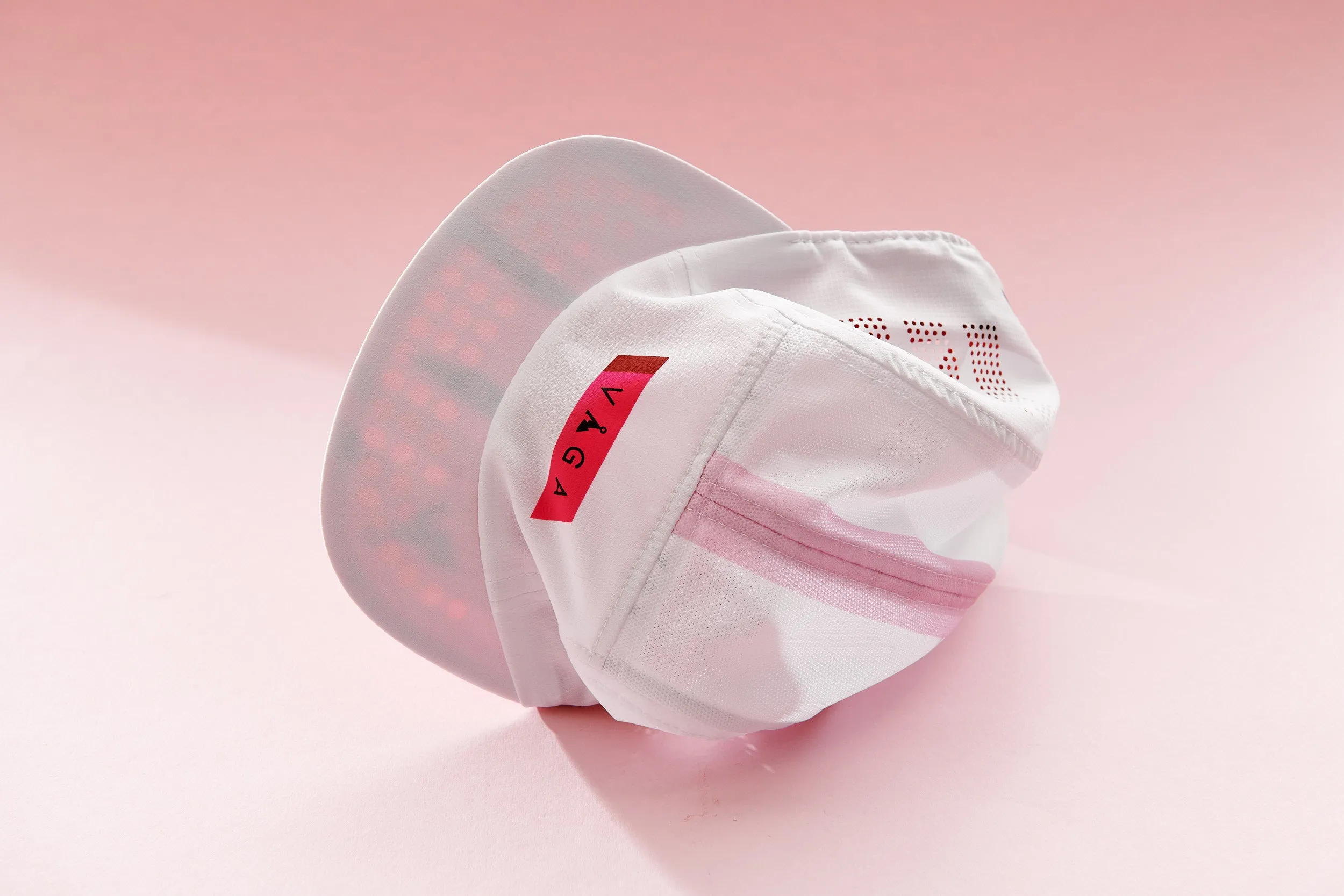 Feather Cap - White / Pink & Red