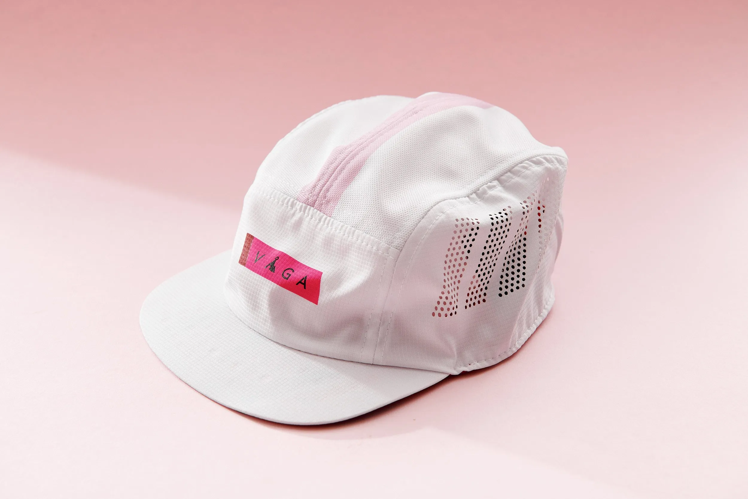 Feather Cap - White / Pink & Red