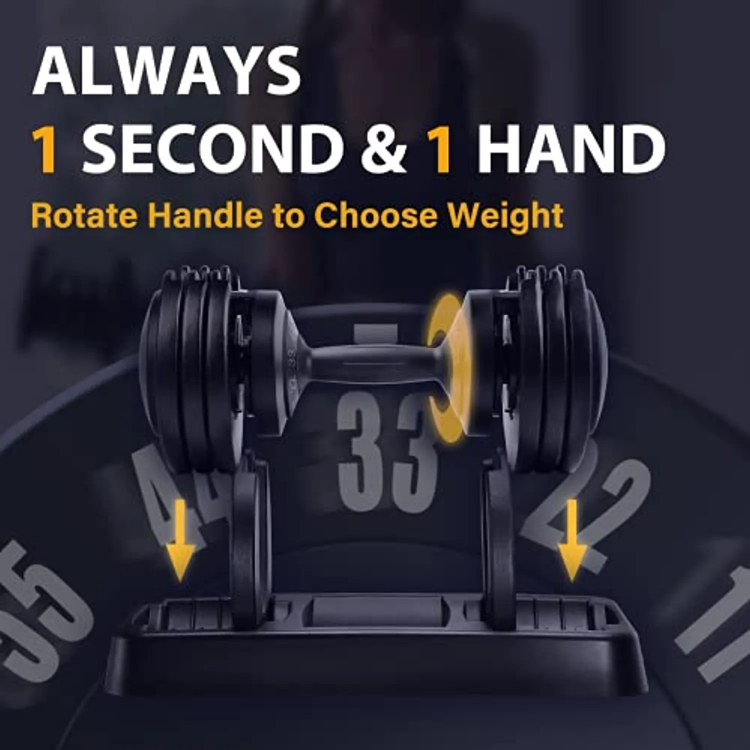 FLYBIRD Adjustable Dumbbell,25/55lb Single Dumbbell for Men and Women with Anti-Slip Metal Handle,Fast Adjust Weight by Turning Handle,Black Dumbbell with Tray Suitable for Full Body Workout Fitness