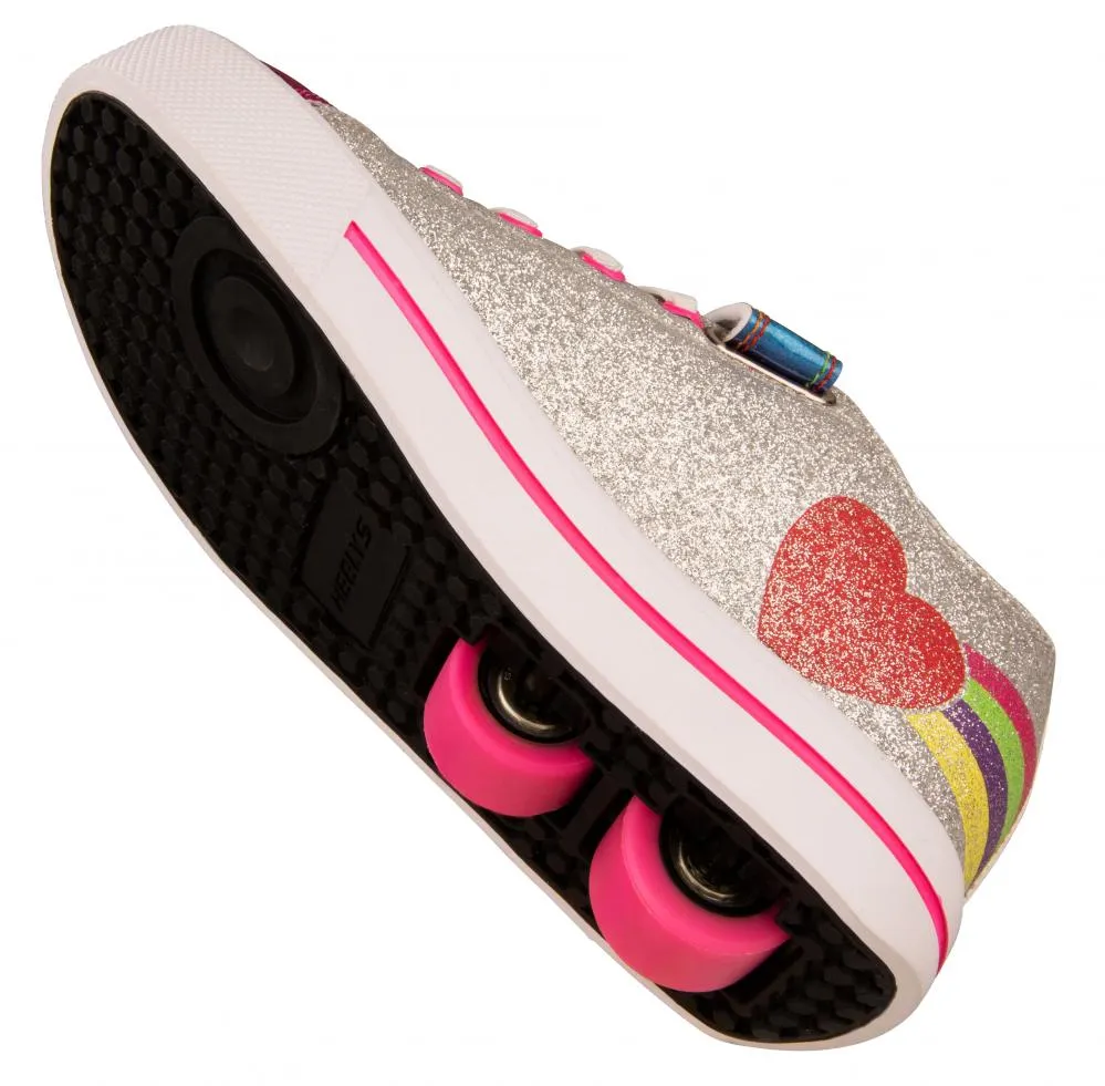 Heelys Snazzy X2 Shoes - Silver / Rainbow / Heart