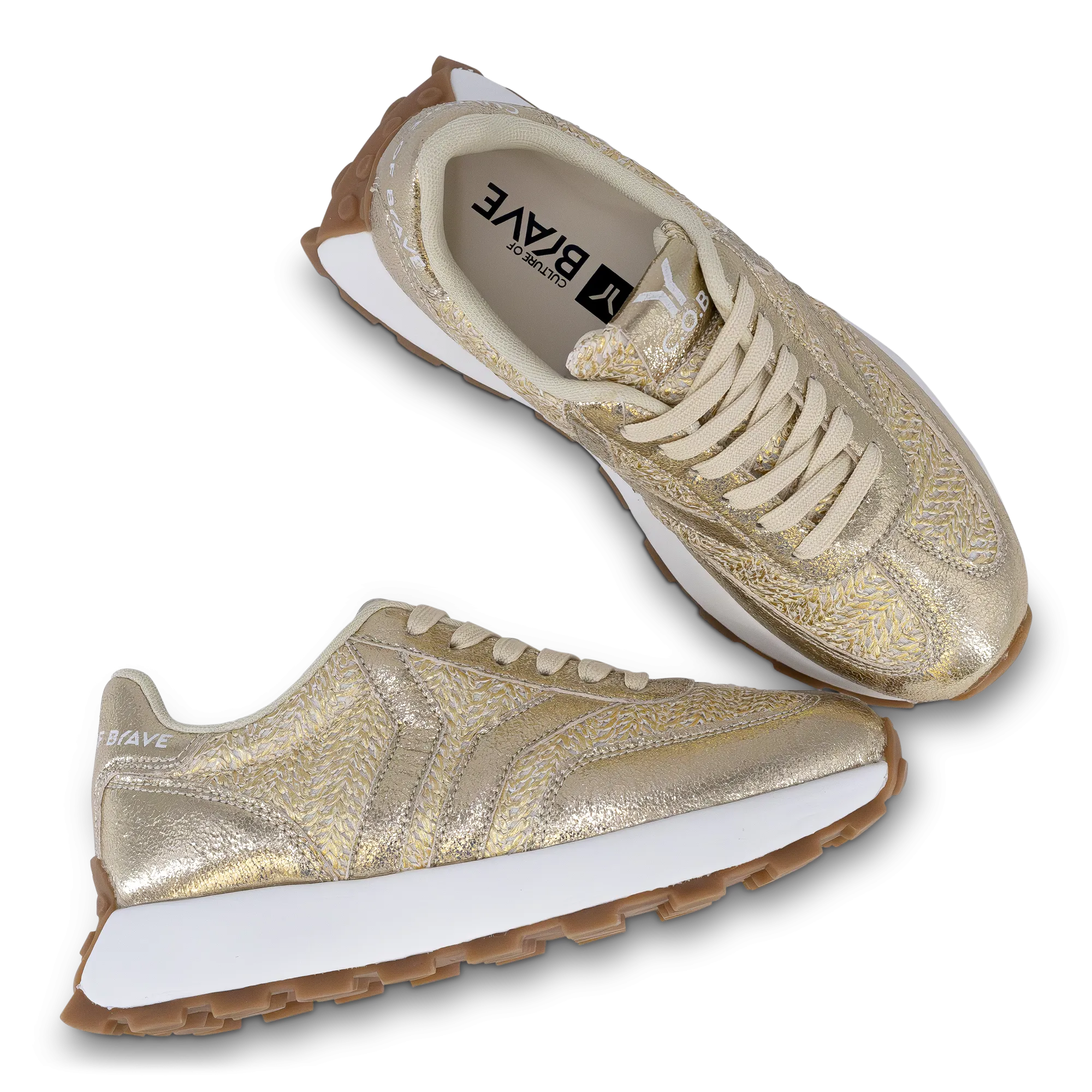 Hope Womens Sneaker in gold with gold wing