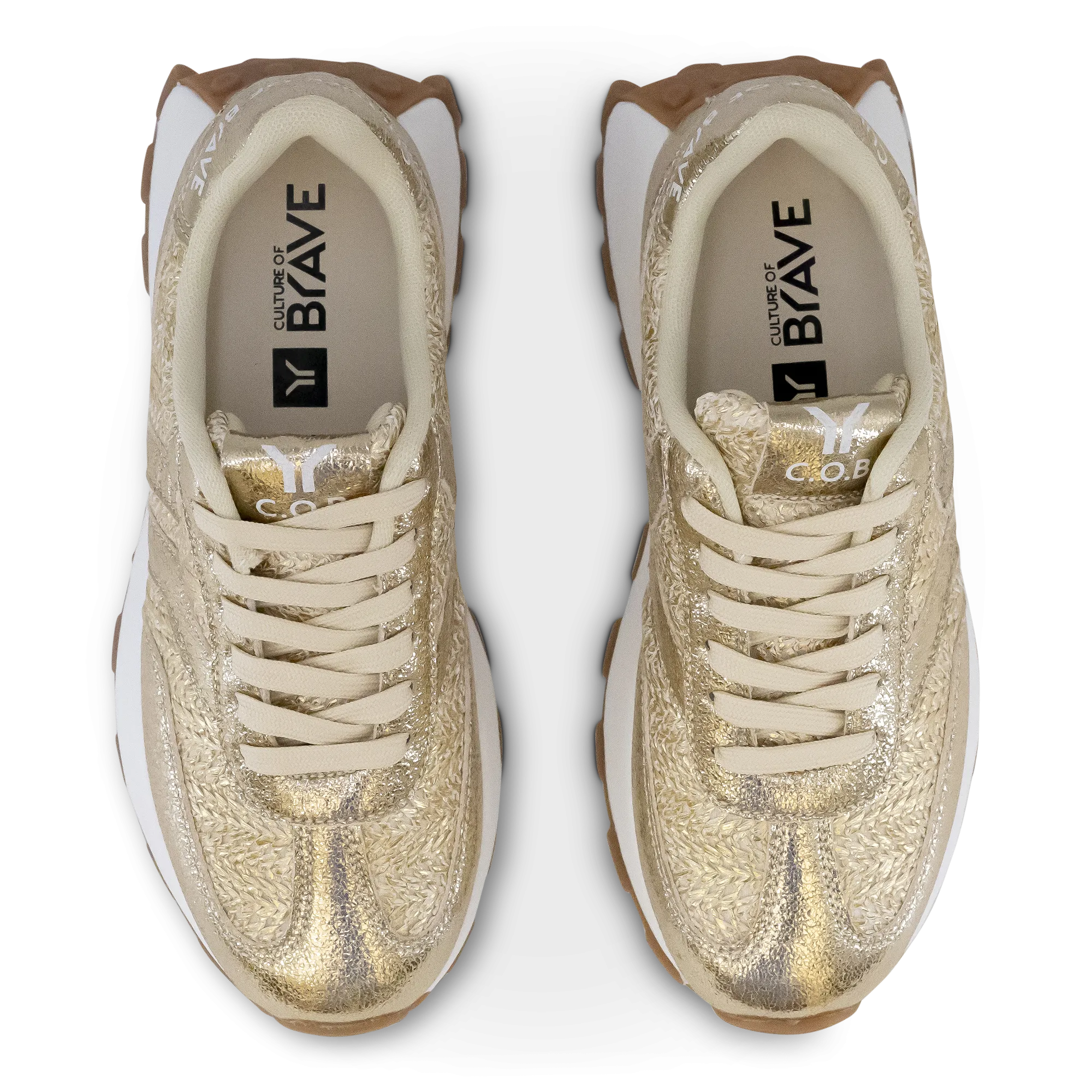 Hope Womens Sneaker in gold with gold wing