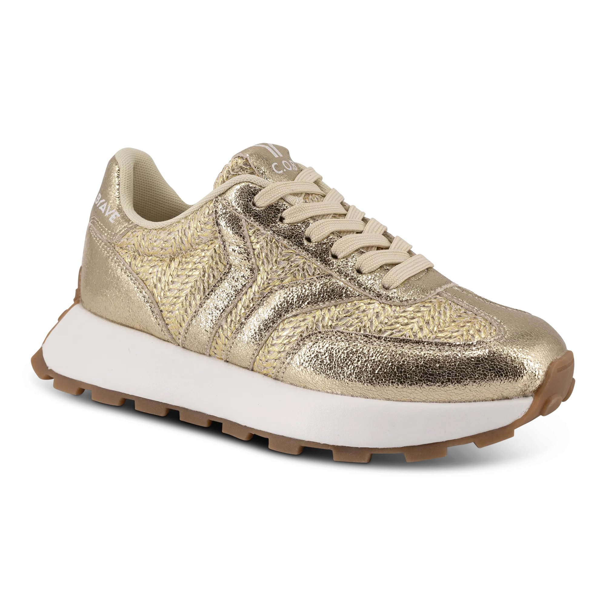 Hope Womens Sneaker in gold with gold wing