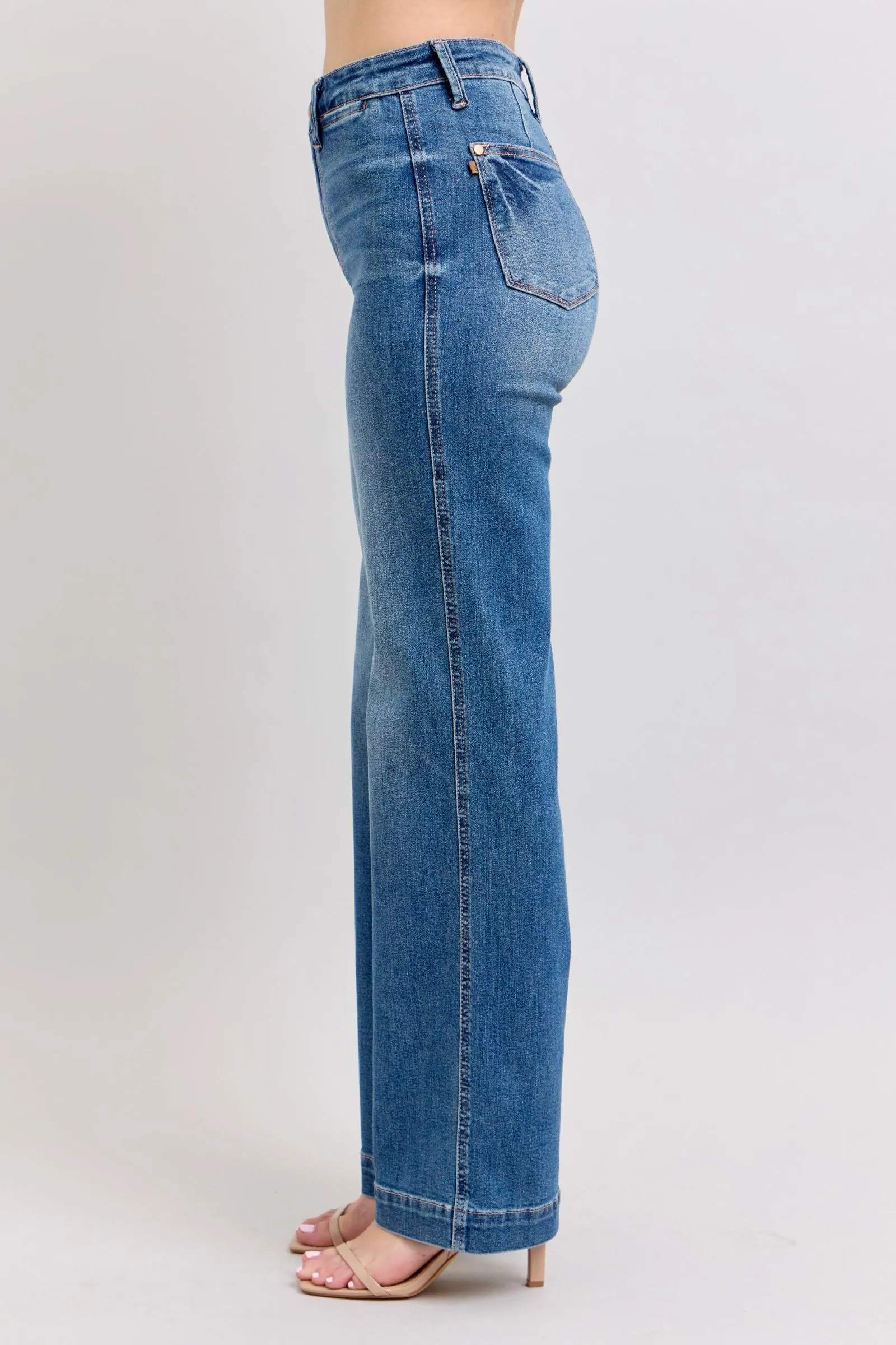 Judy Blue High Waist Contrast Thread Straight Jeans